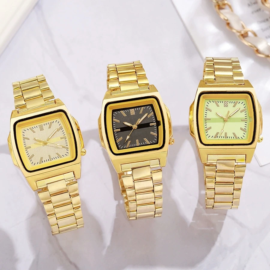 

New Fashion Luxury Man Business Watch Men Wristwatches Male Gold Square Clock Stainless Steel Casual Quartz Watches Reloj Hombre