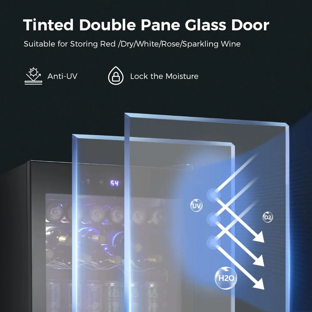 Refrigerador de geladeira de bebidas de 4,5 pés cúbicos, porta de vidro de mini geladeira de 145 latas, display digital de temperatura para refrigerante, cerveja ou vinho