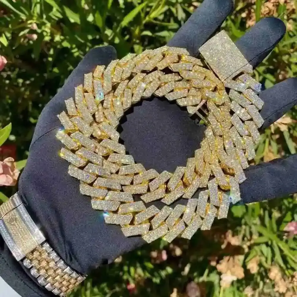 

Сертификат Iced Out Gra, 2-рядная мужская цепочка с муассанитом, серебро 925 d, цвет Vvs, кубинская цепочка с муассанитом для мужчин в стиле хип-хоп