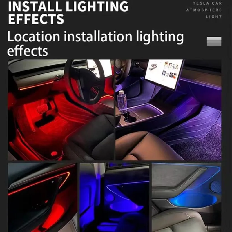 For Tesla Center Console Dashboard Neon Light Tubes Model 3 Model Y 2019-2022 RGB Interior LED Strip Lights with App Controller