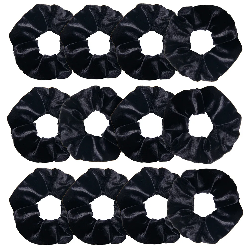 1/2/4/6/12Pcs Vintage Velvet Scrunchie Black Elastic Hair Bands Women Girls Headwear Solid Color Hair Ornements Hair Accessories