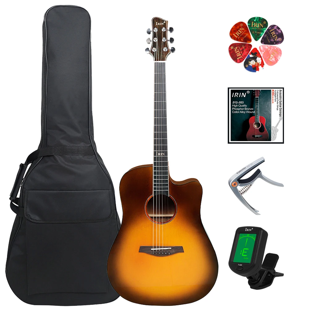 

IRIN 40 Inch Acoustic Guitar 6 Strings 20 Frets Spruce Wood Panel Folk Guitarra with Bag Capo Strings Guitar Parts & Accessories