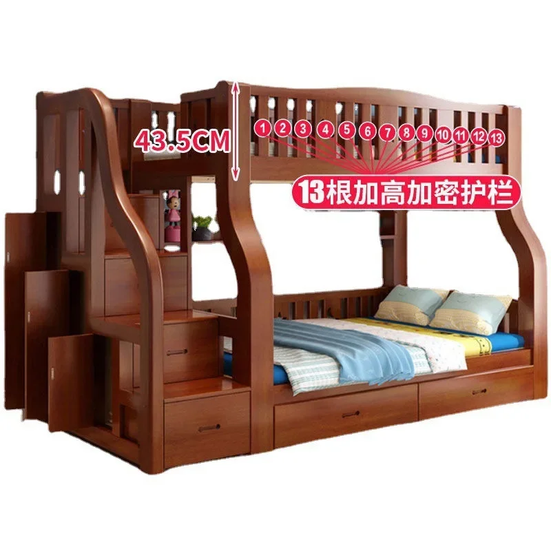 Solid Wood Double Bed Non-Slip Feet Space Saving Scratch Resistant Reinforced Frame Solid Construction Versatile Use