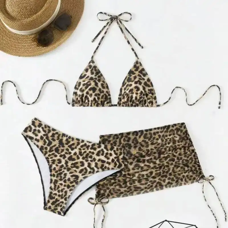 

Leopard Sexy Bikinis Female Swimsuits Women Three-Piece Swimwear Beach Swim Wear Bathing Suits Brazilian Bikini Set Pool Bather