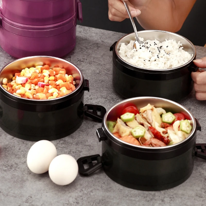 Almoço preservação calor aço inoxidável, caixa bento portátil, recipiente térmico para comida, escola, escritório, nova