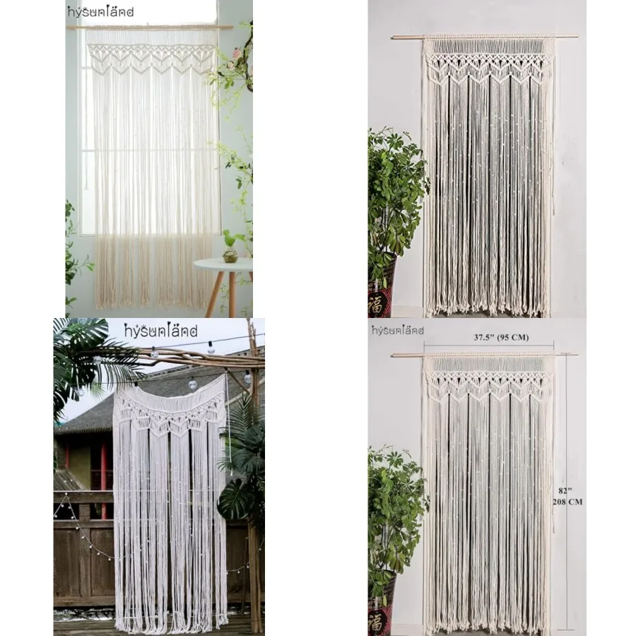 

Boho Curtains Macrame Curtain Macrame Wall Hanging Beaded Curtain Bohemian Decor