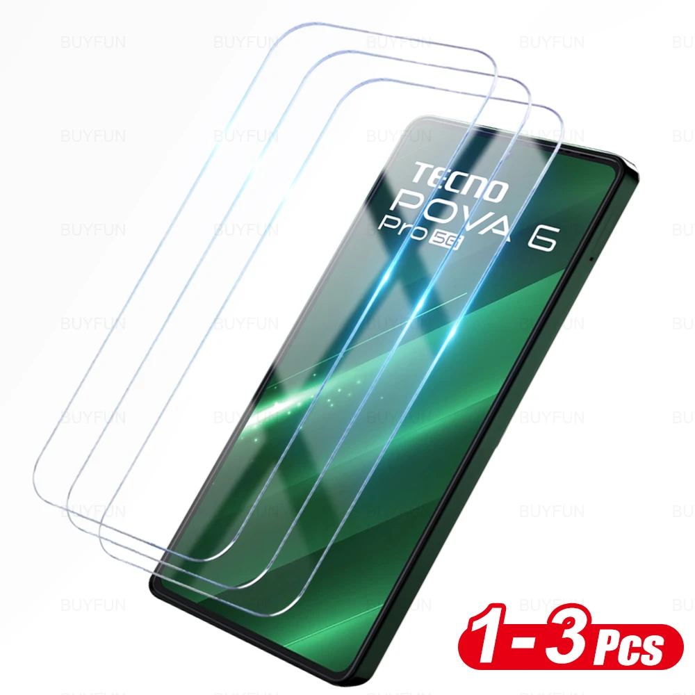 1-3Pcs 9H Tempered Glass For Tecno Pova 6 Pro Pova6 Neo 6Pro Pova6Pro Protective Film TecnoPova6pro Screen Protector AntiScratch