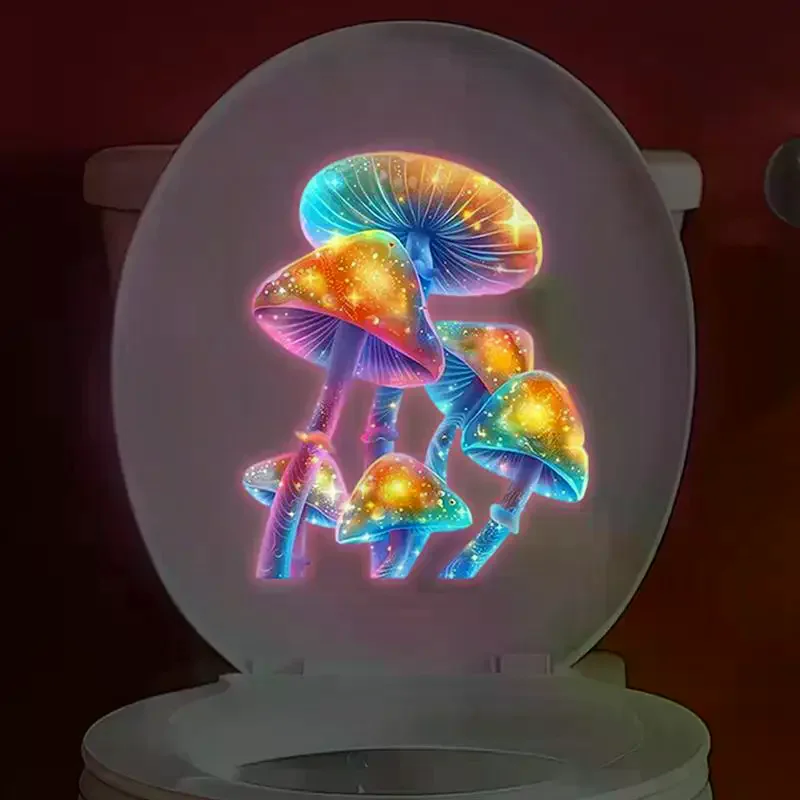 Luminous Fantasy Mushroom Toilet Sticker Wall Sticker, Self-Adhesive And Removable Decals Car Home Decor Sticker Waterproof