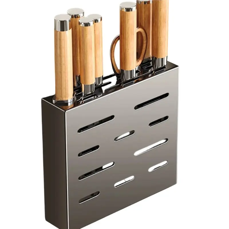 ABCA-Wall-Mounted Kitchen Knife Storage Box, Non-Perforation, Knife Holder, Organizer For Kitchen Items, Accessories Rack
