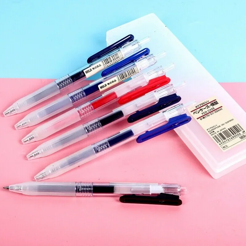 Imagem -02 - Conjunto Mujis Gel Caneta Kawaii Japão 0.5 mm Preto Azul Vermelho Tinta Bola Ponto Imprensa Caneta Escritório Caneta Mais Caneta Caixa de Papelaria Escritório Estudante 10 Peças