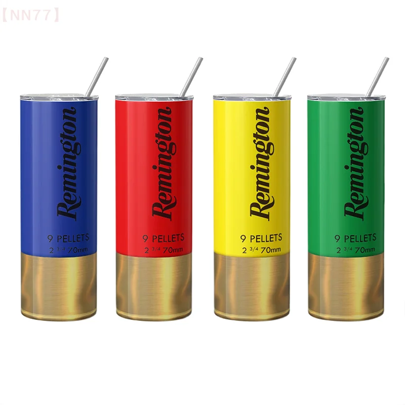 Чашка-термос Remington Bullet Pattern с соломинкой, изолированный стакан из нержавеющей стали на 20 унций с крышкой, новые соломенные чашки для улицы