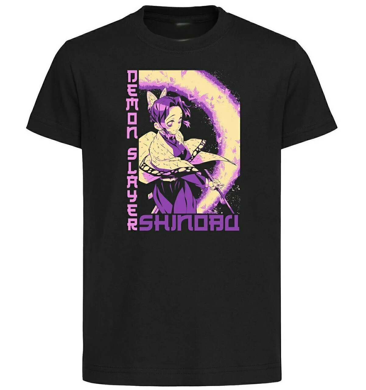 T-Shirt Unisex Black Japanese Style Demon Slayer Shinobu