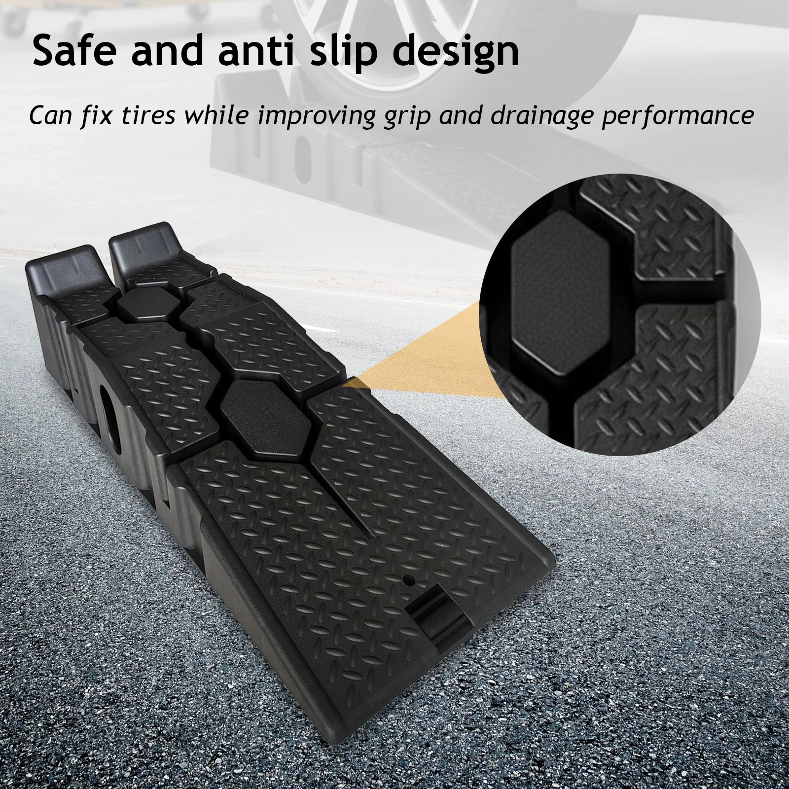 1200kg Heavy-Duty Car Ramps 900mm Long Anti-Slip Work Ramps for Oil Change And Car Repair Maintenance Lift Tools Set