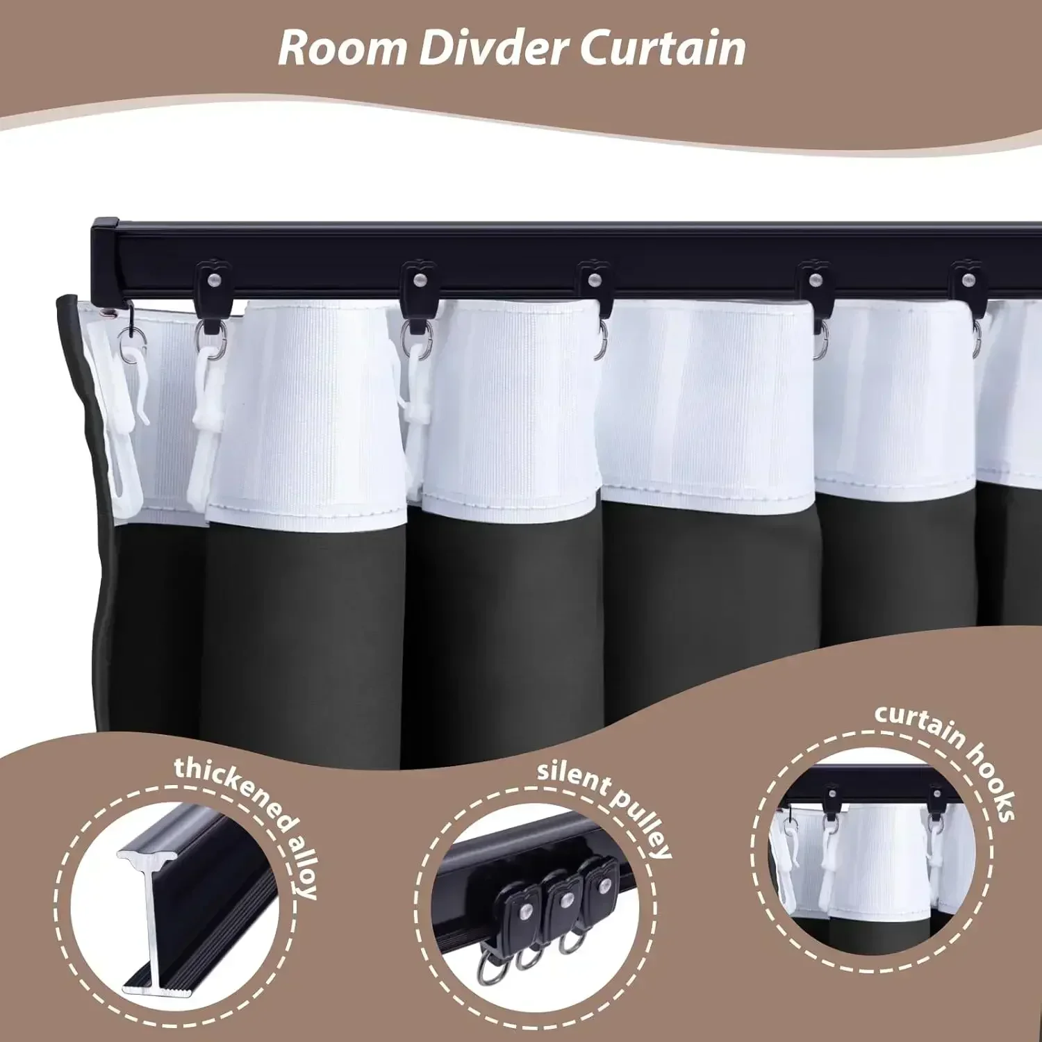 [Free Shipping, New Arrival!]Room Divider Curtains with Ceiling Curtain Track Set Window Curtain for Bedroom,Living Room Total B