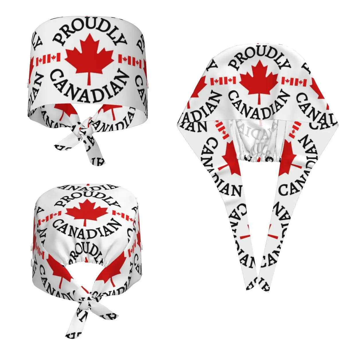 Proudly Canadian With Maple Leaf And Flag Canada Scrub Hat Doctor Working Surgical Cap Men Women Adjustable Nursing Caps Dentist