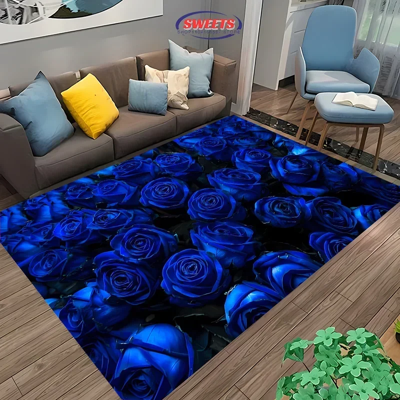 YYRose Peony Printed Rug, Carpet for Living Room Children Bedroom Sofa Doormat, Large Non-Slip Decorated Mat