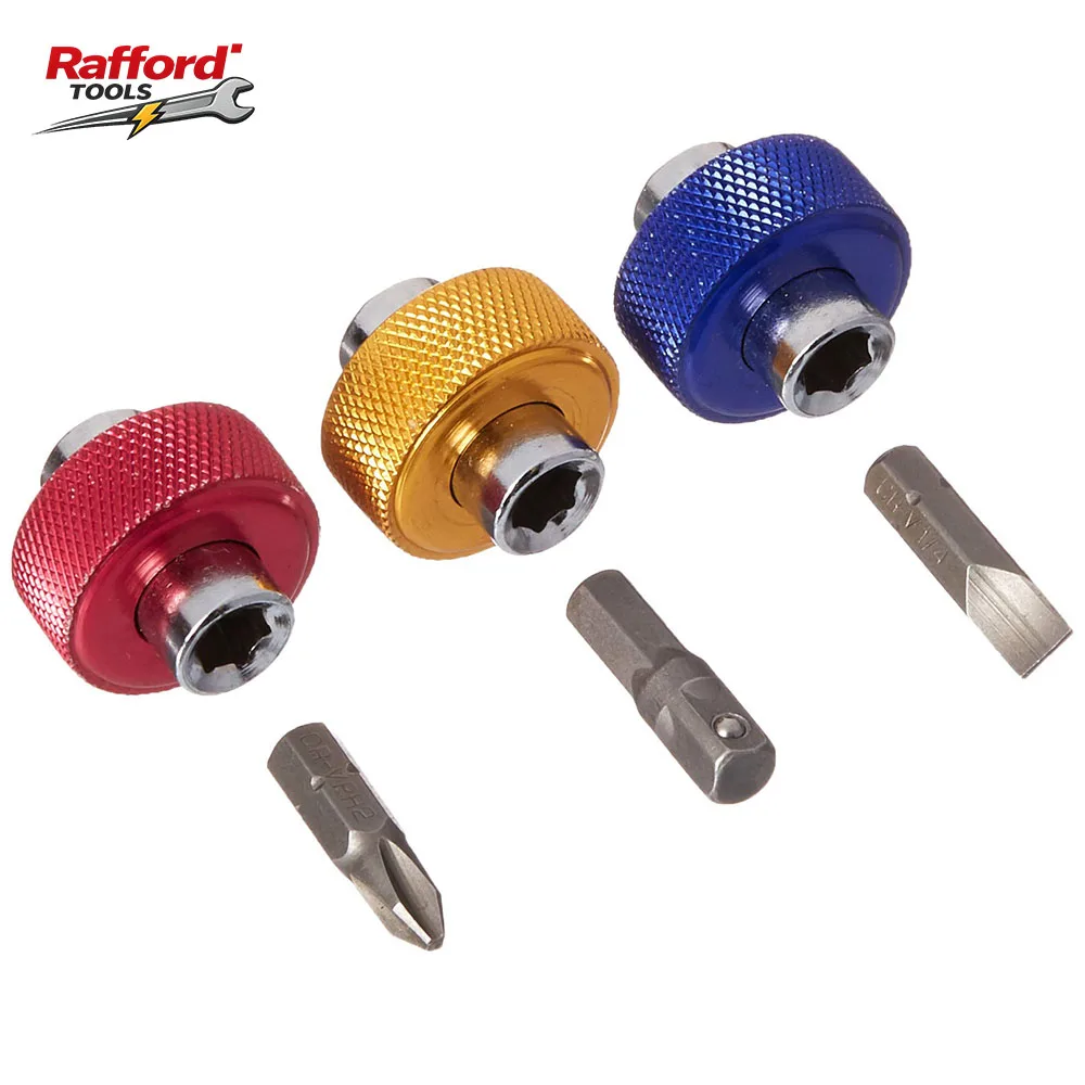Rafford 3PCS Finger Grip Driver Set 1/4 Inch Magnetic Socket Wrench Mini Stubby Screwdriver Bit Holder Tool for Tight Spaces Rep