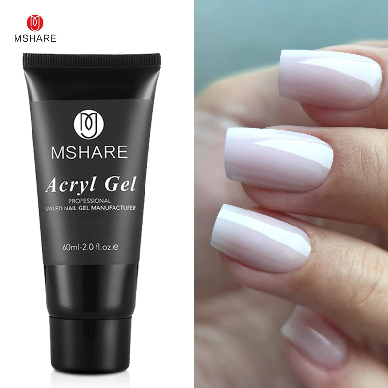MSHARE Poly Nails Acryl Gel 60ml Builder UV Led Acrylgel Nails Extensions Acrylic Pink White Clear Acrylatic Hema Tpo Free Gel image 3