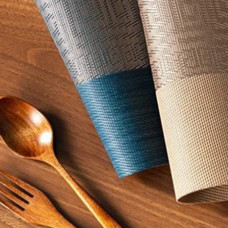 Chinese Style PVC Table Mat Woven Waterproof And Oil-proof Non-slip Light Luxury Table Mat Simple Household Cup Mat 45x30cm