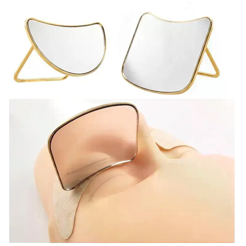 1pcs Moon Eyelash Extension Inspection Mirror Holder Stainless Steel Handleless Mirror Grafting False Lash Supplier Makeup Tools