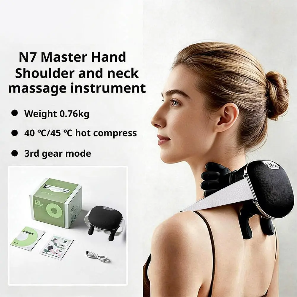 

Neck And Shoulder 4D Electric Massager Portable Cervical Back Hands Massager With Heat For Pain Relief Deep Tissue Massage