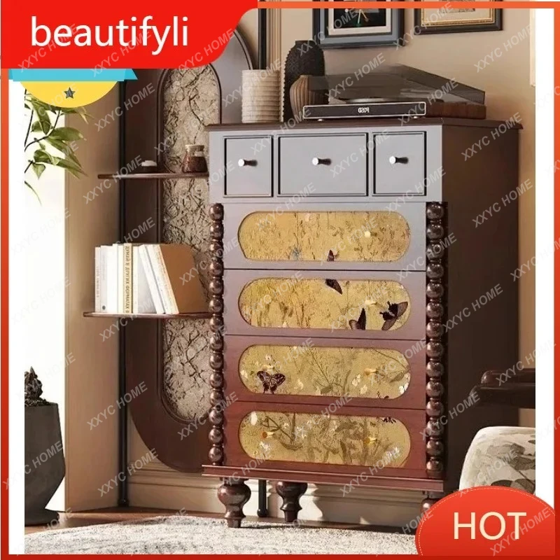 

L Medieval Song style aesthetic chest of drawers bedroom bedside chest of drawers household integrated wall cabinet
