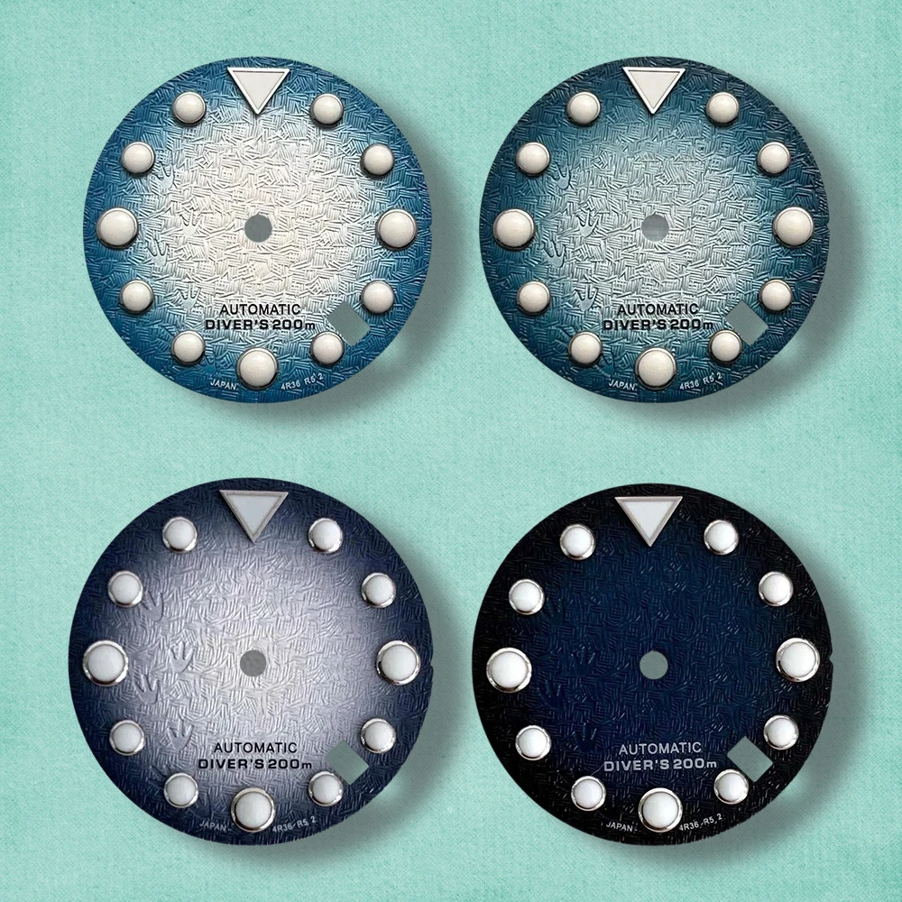 

High Quality 28.5mm S Logo NH35 Dial 3D Footprints Dial Fit NH35 Movement C3 Green Luminous SKX007/SUB Dial NH35 Accessories
