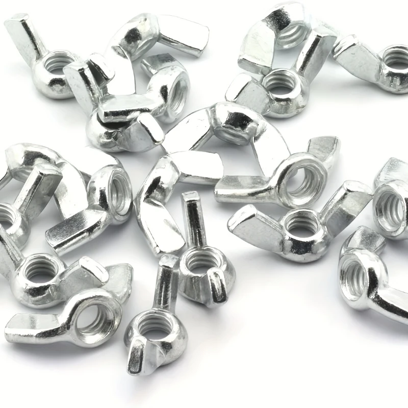 20pcs 1/4-20 Heavy Duty Zinc Plated Wing Nuts-Spline Drive Satin Galvanized Finish ANSI Compliant Carbon Steel Butterfly Nuts