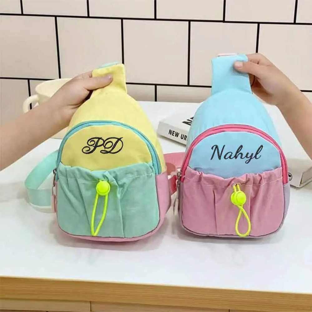 Custom Kindergarten Children's Bag,New Fashionable Outdoor Chest Bag, Embroidered Handsome Crossbody Bag With Any Name,Campus Ba