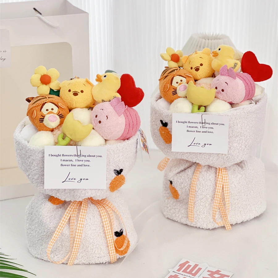 

New Year'S Eve Doll 30cm Bouquet Girlfriend Valentine'S Day Gift Winnie Bear Girl Plush Doll Gift Bag Cartoon Bouquet Plush Gift