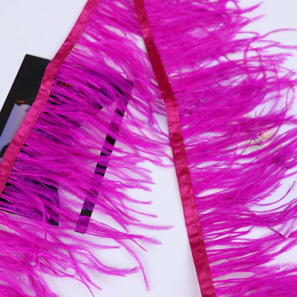 10 Meters Ostrich Feathers Trim Ribbon 10-15 CM Real Ostrich Feather on Tape Sewing Trimmings Handicraft Accessories