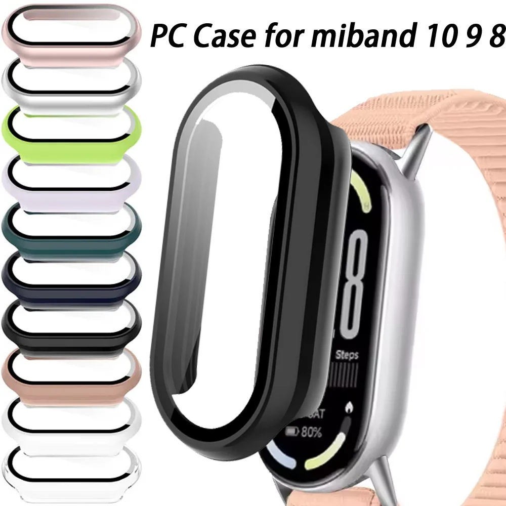 HD Tempered Glass+PC Case For Xiaomi Band 10 9 8 All-around Screen Protective Shell For Mi Band 9 10 8 NFC Upgraded Bumper Cover