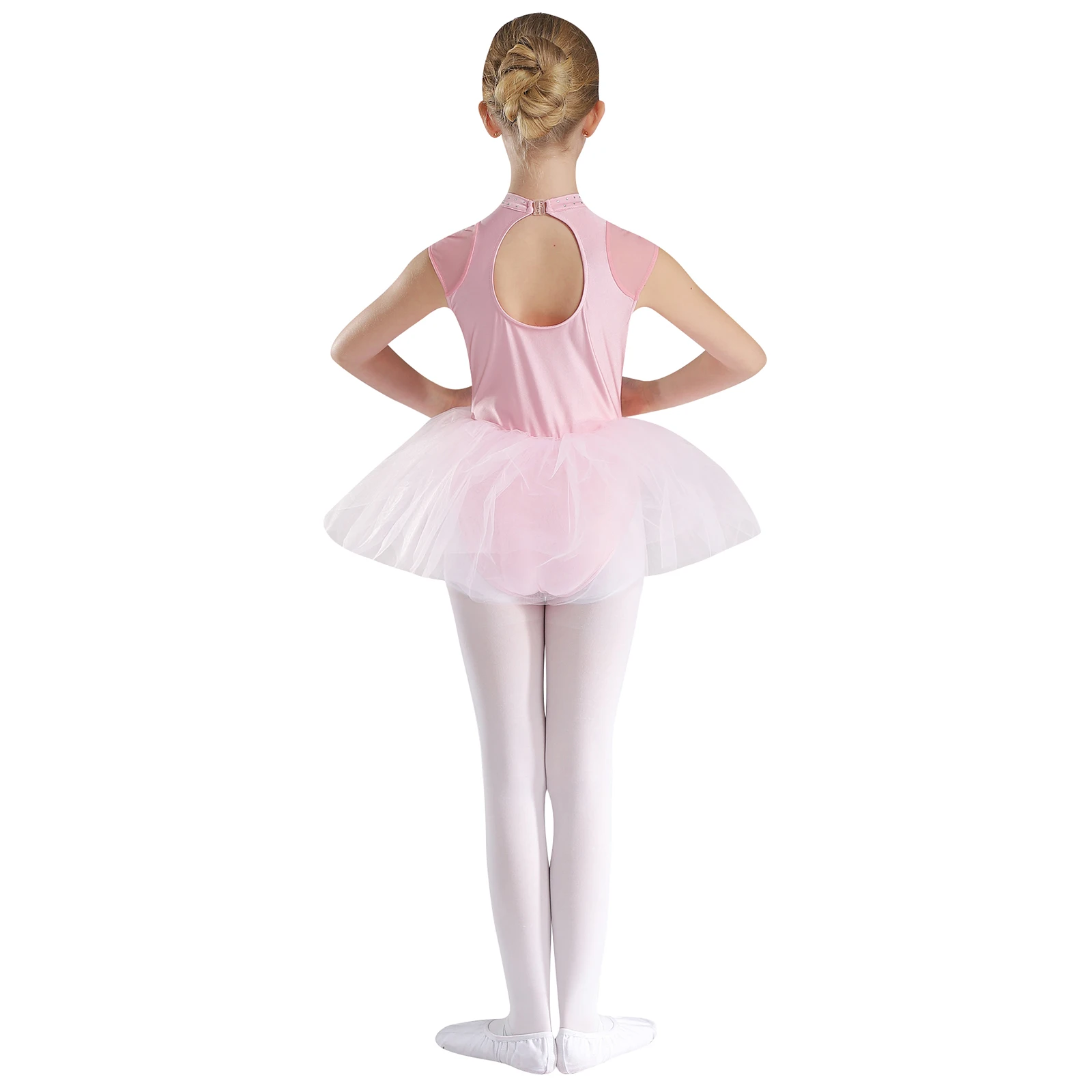 Kids Girls Ballet Tutu Dress Ballerina Ballroom Dancewear Little Swan senza maniche Mesh Puffy body Dress per spettacoli teatrali