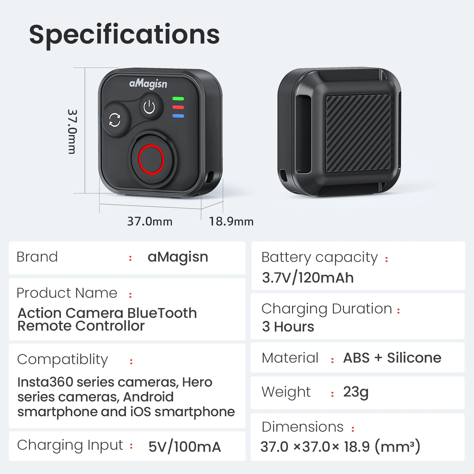 Bluetooth Remote Control For Insta360 Ace Pro 2 X5 ONE RS GoPro Hero 13 12 11 10 9 8 MAX Mini Sports Cameras with iOS Android