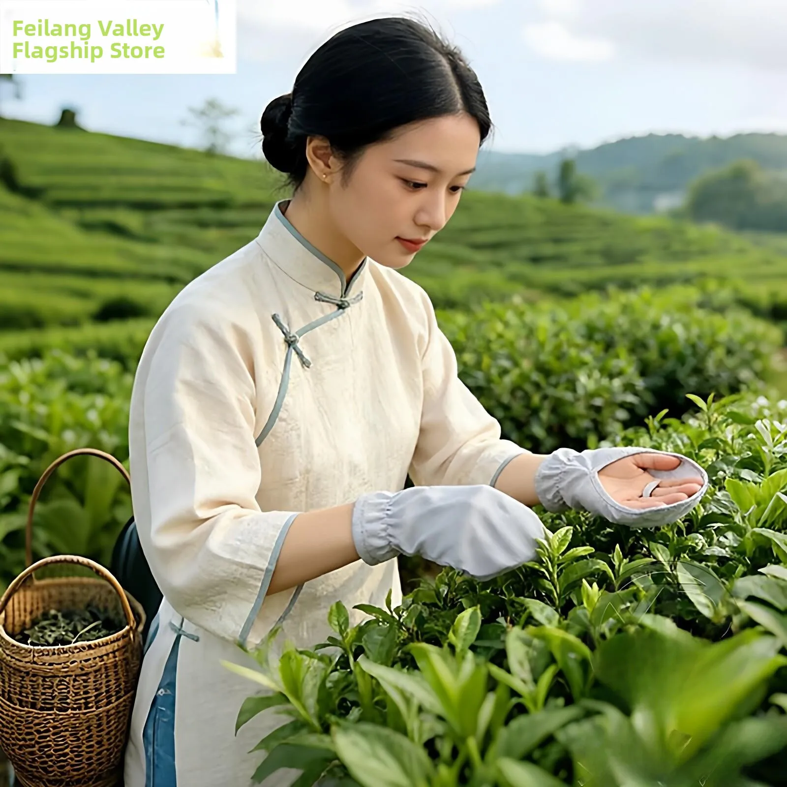 

Sun Protection Short Thin Gloves for Vehicle Special Women's Tea Picking Gloves Back of Hand Covering Summer Use