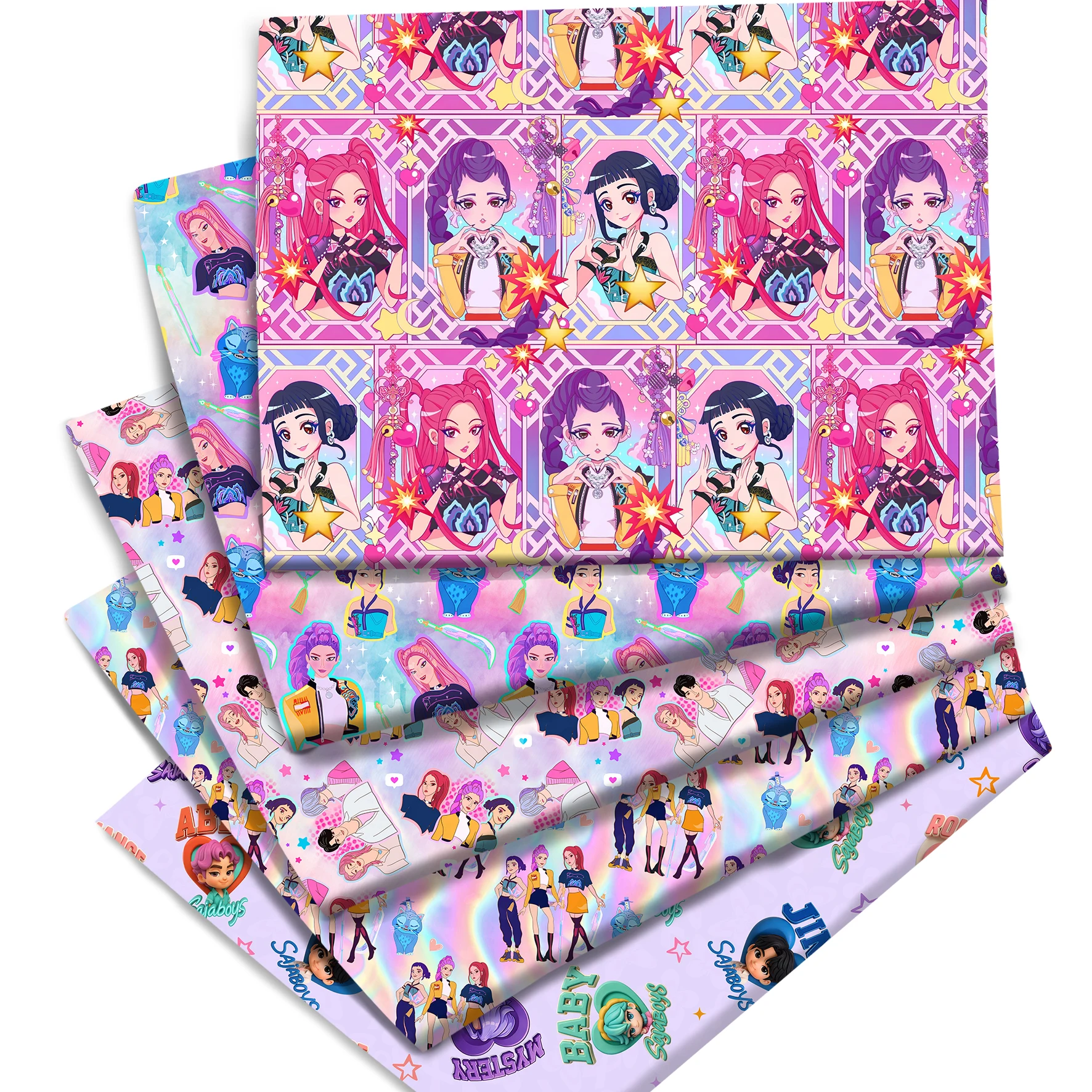 50*145 cm Popular k-pop GirlCharacter tela de algodón de poliéster para costura de tejidos tejidos acolchados Material de costura DIY hecho a mano