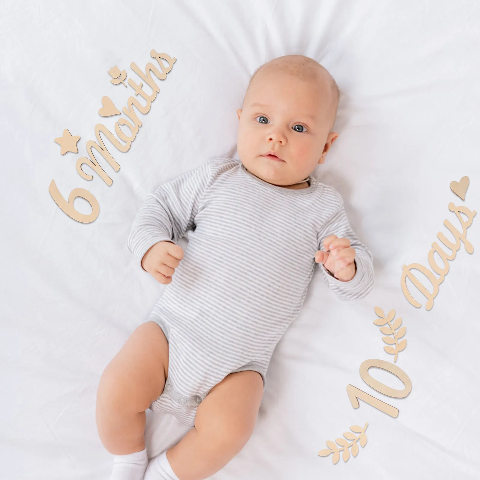 1Set Wooden Baby Month Milestone Numbers Set Compact Reusable Photo Props for Baby Monthly Celebration Growth Recording