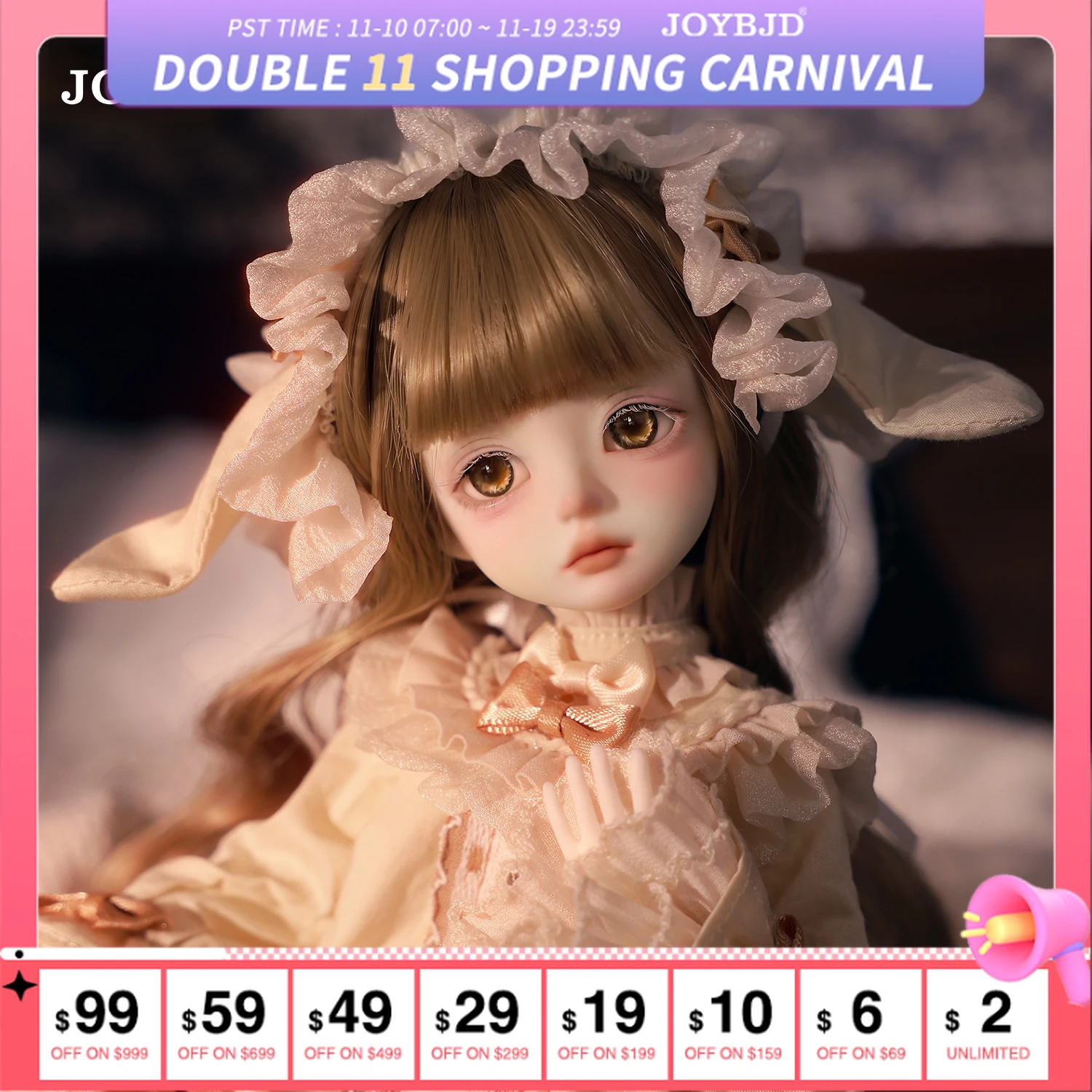 

JOYBJD Ari 1/6 BJD Doll Fullset A French Vintage Style Gothic Long Hair Resin Art Doll Halloween Collectible Gift