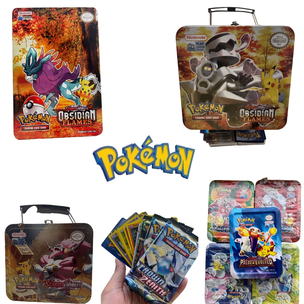 

41/48/68/118/210 шт. железная металлическая коробка Pokemon Trading игровая карта Pokémon CROWN ZENITH Pokemon Booster игральные карты подарок на Хэллоуин