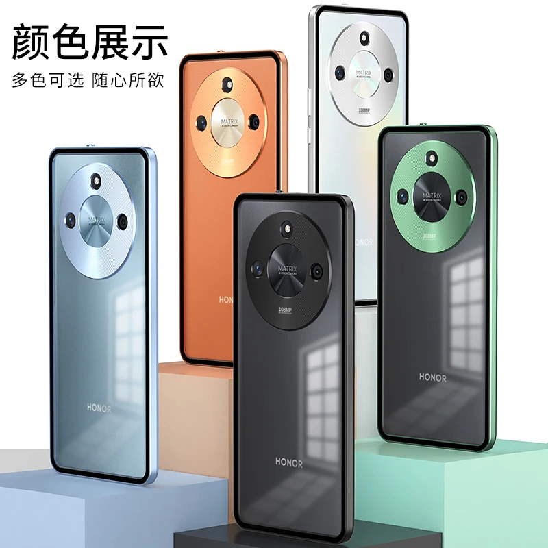 Aluminium Alloy Metal Frame For Honor X50 Case Matte Acrylic Back Cover Metal Bumper Camera Lens Protector Funda