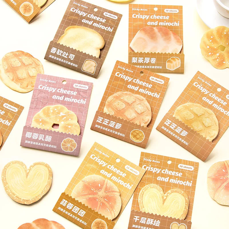Regalo crujiente queso leche pan tostado 6 tipos de forma especial mensaje de estudiante notas papel N veces Kawai papelería