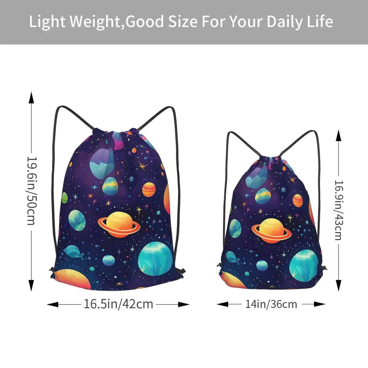 Solar System Space Planets Universe Backpacks Portable Drawstring Bags Sports Bag Book Bags for Travel Students