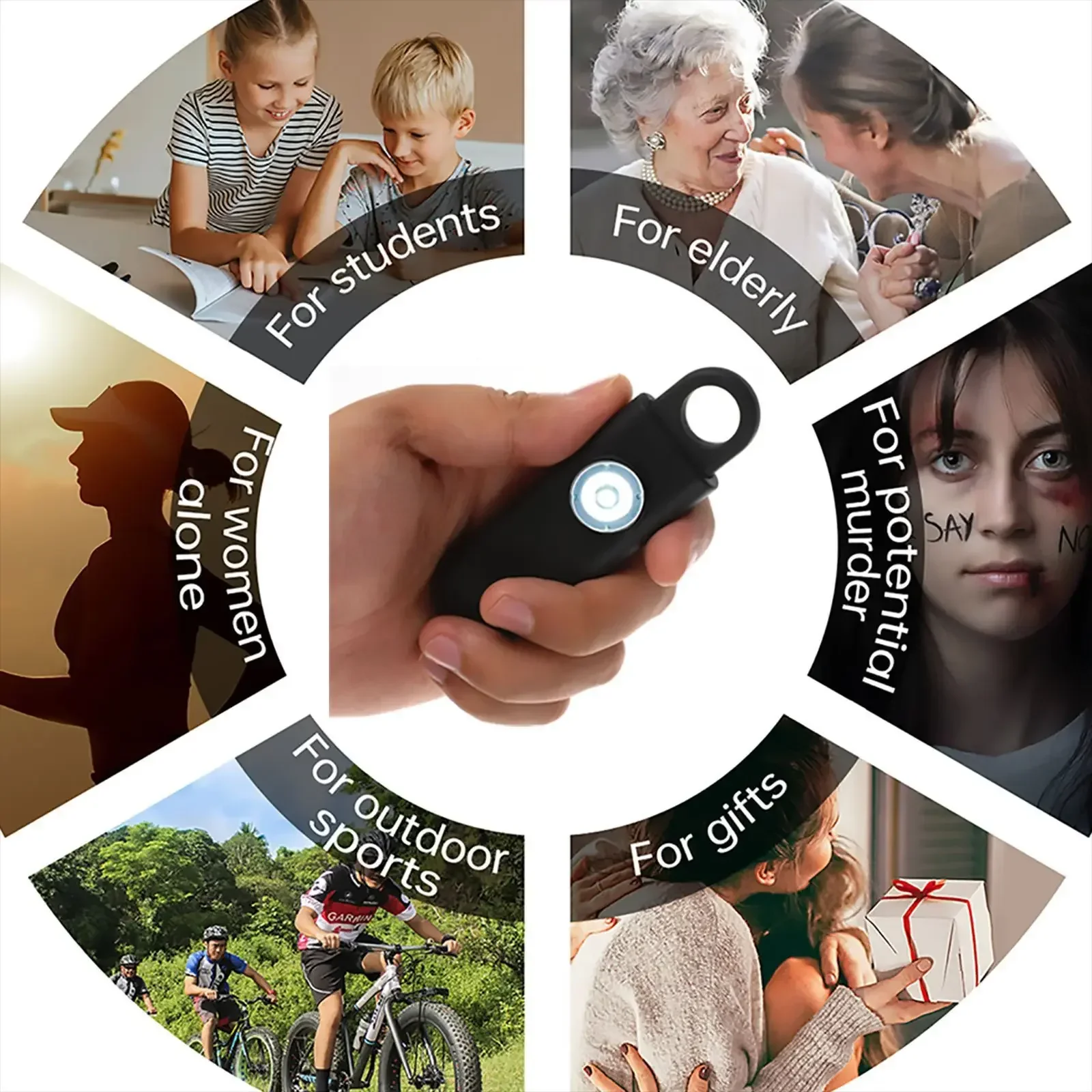 2PCS Safety Alarm Self Defense for Women Siren Keychain Alarm with SOS LED Light Personal Defense Security Anti-aggression