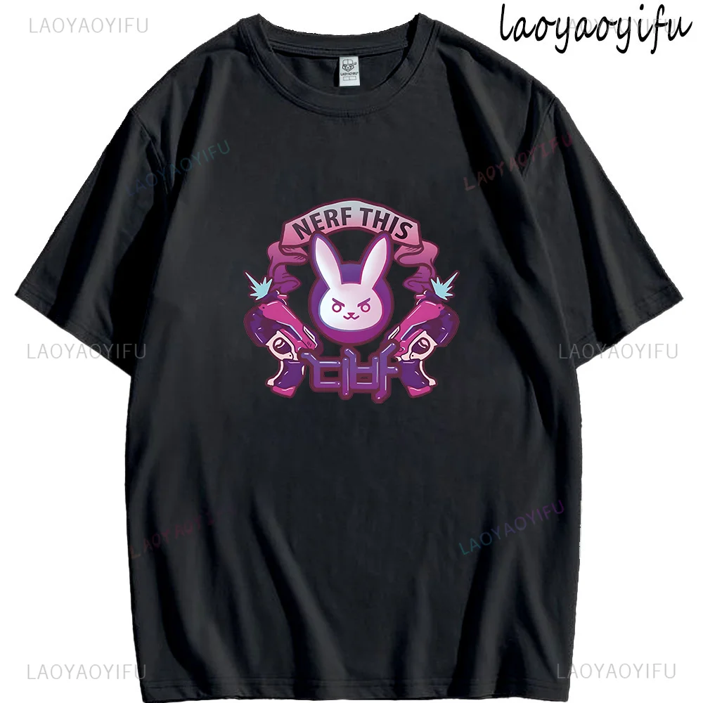 Nerf This Dva Rabbit Print Tops Women T Shirt Kawaii Clothes Lovely Cartoon Harajuku Graphic T Shirts Ropa Mujer Cotton Tee