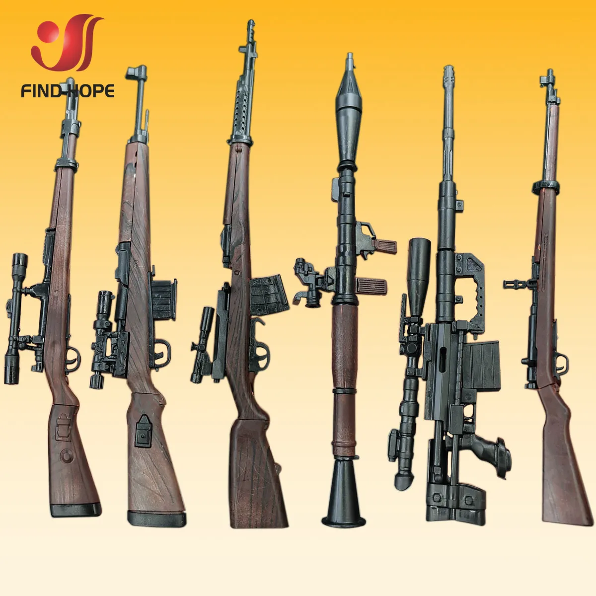 6Pcs/Set 1/6 98K RPG SVT-40 G43rifle M200 Sniper Gun Model Assembly Gun Puzzles Brick For Action Figure