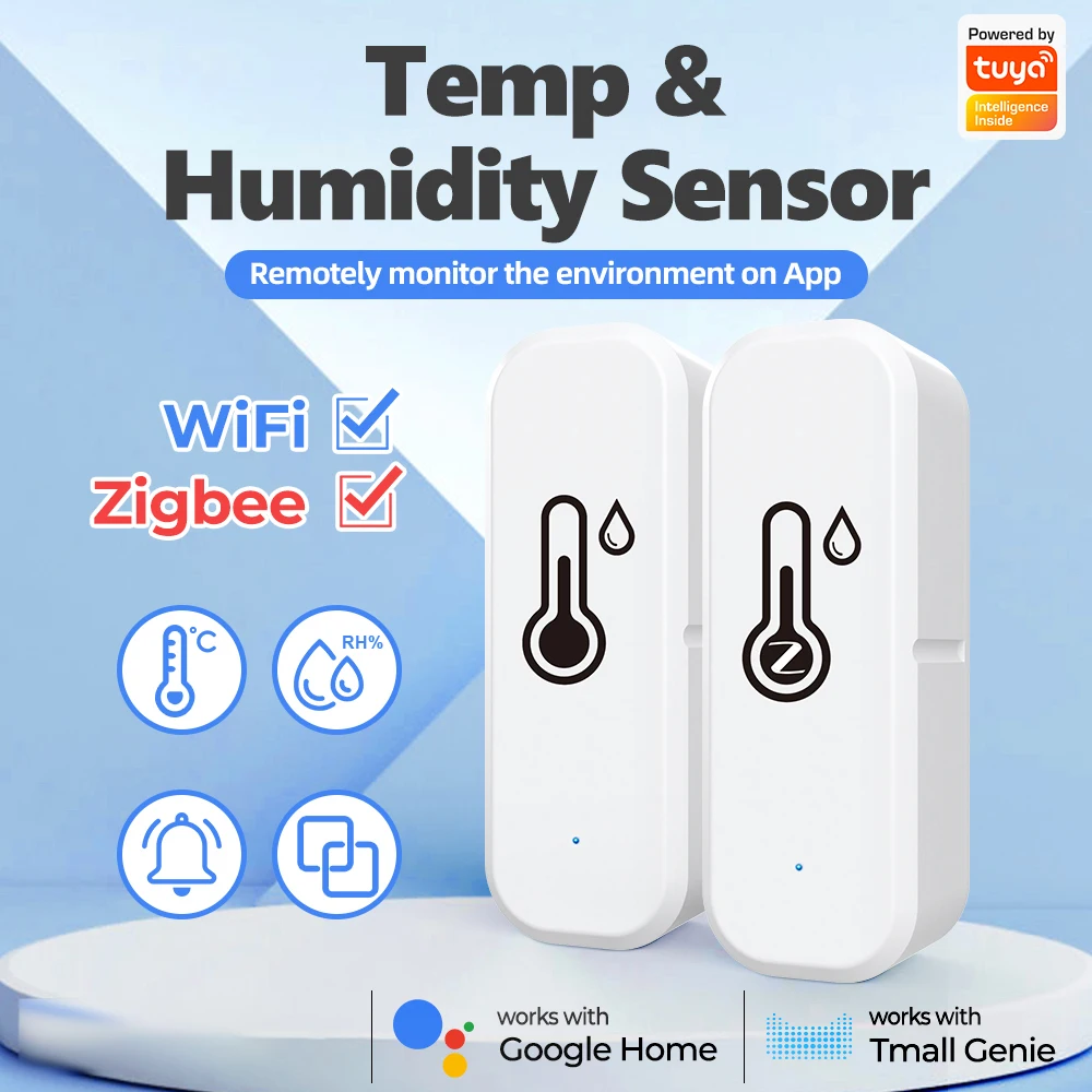 Tuya Mini WiFi ZigBee Smart Humidity Temperature Sensor Smart Home Automation Thermomete Intellgent Linkage Alexa Google Home