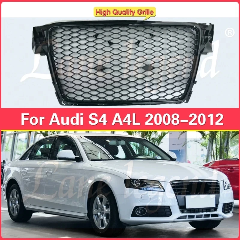 

For Audi A4 2008-2012 Car Front Bumper Grille without a emblem Centre Panel Styling Upper Grill (Modify For RS4 style)