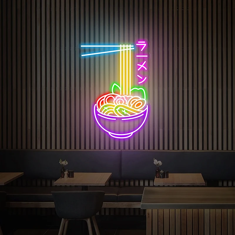 Delicious Flying Noodles Neon Sign Japanese Ramen Signs Custom Business Logo Neon Restaurant Shop Store Wall Decor Led Light