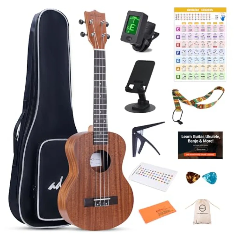 

Ukulele Beginner Kit Mahogany Hawaiian Wood Ukelele Bundle with Free Starter Lessons for Beginners Students and Adults Yellow B