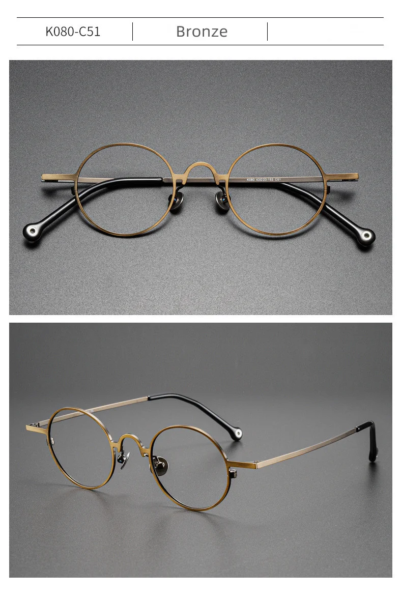 2022 Ultraleicht Retro Kleine Runde Rahmen Reinem Titan Gläser Marke Design Photochrome Anti-Blau Licht Lesebrille Für Männer – Detail 16